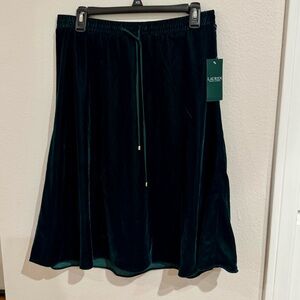 Lauren Ralph Lauren Dark Green Velvet Midi Skirt